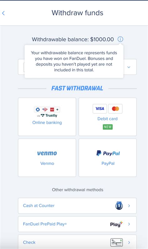how do you withdraw money from fanduel
